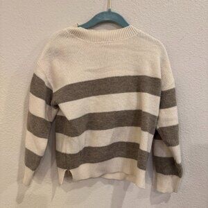 Zara Kids Cream & Taupe Striped Knit Sweater – Size 3-4 Years (104 cm)